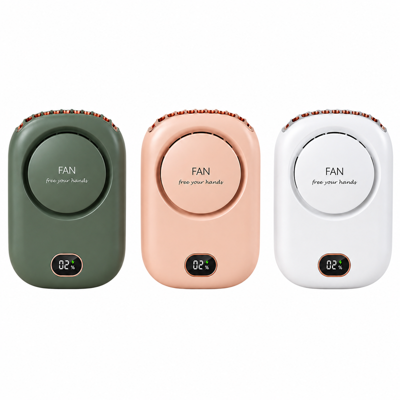 Blattloser Nackenventilator mit Digitalanzeige – Leise, USB-aufladbar & freihändig