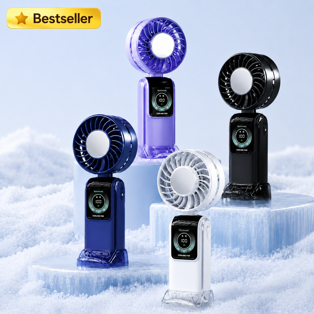 Turbo-USB-Ventilator mit Eis-Kühlplatte, Digitalanzeige & starker Kühlleistung