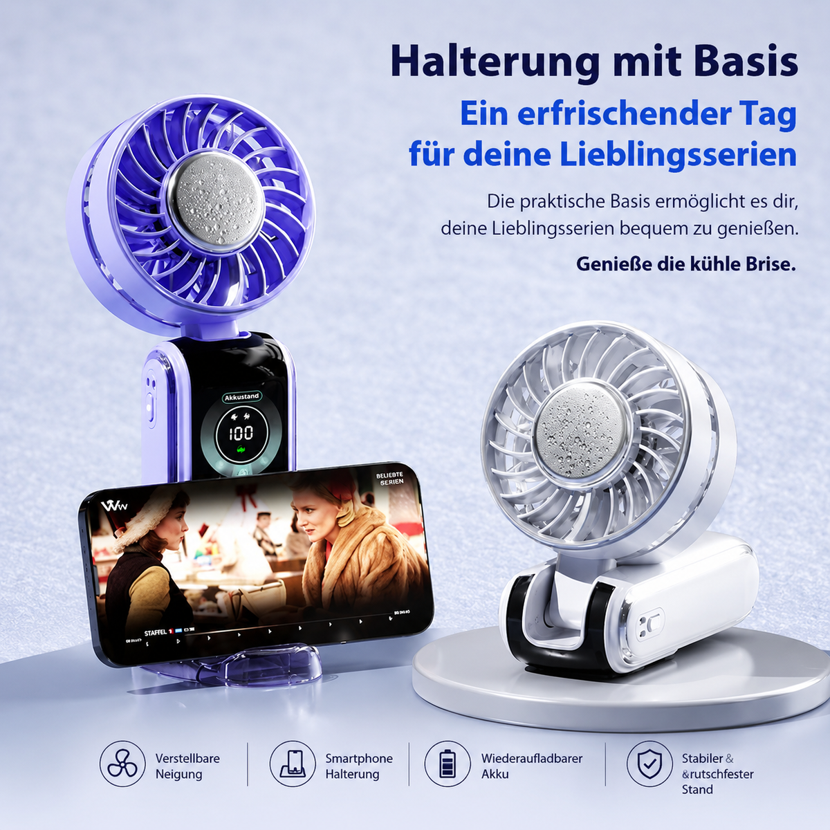 Turbo-USB-Ventilator mit Eis-Kühlplatte, Digitalanzeige & starker Kühlleistung