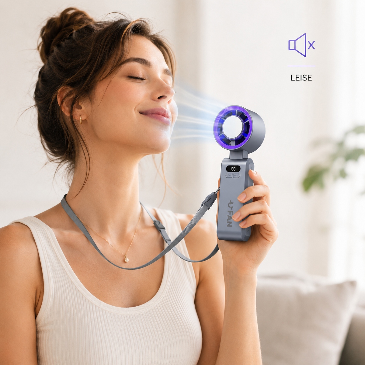 Turbo-Handventilator mit Eis-Kühlplatte – Leistungsstark & USB-aufladbar