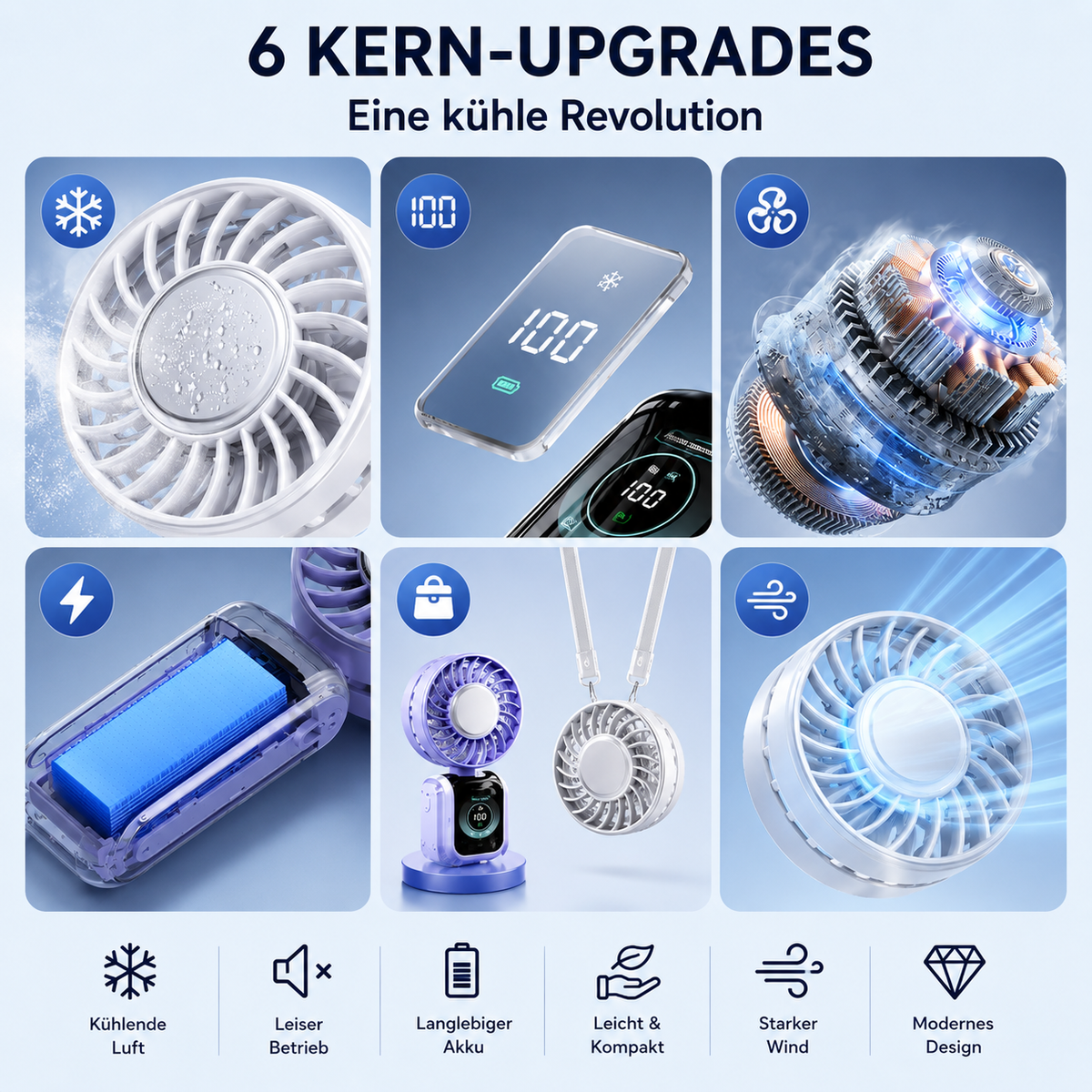 Turbo-USB-Ventilator mit Eis-Kühlplatte, Digitalanzeige & starker Kühlleistung